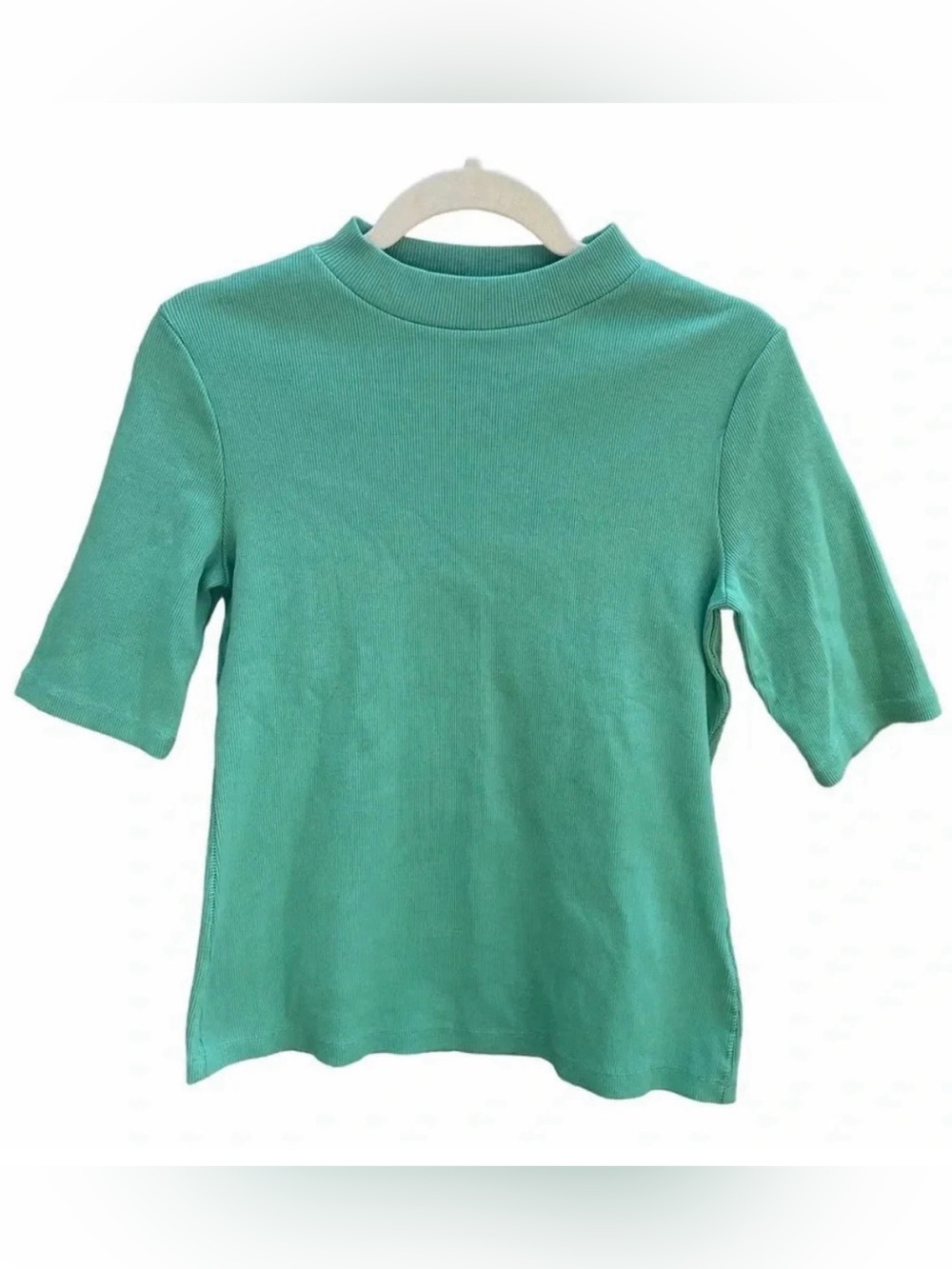 Newish, Maeve by Anthropologie, Size M, Green Short-Sleeve Mock Neck Top